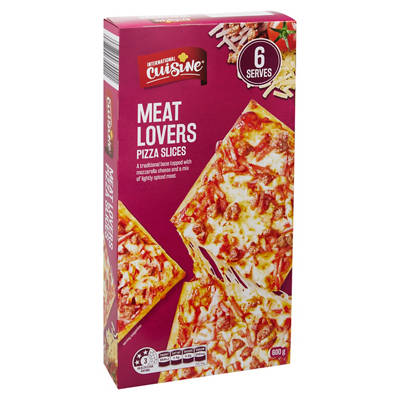 INTERNATIONAL CUISINE Meat Lovers Pizza Slices 600g