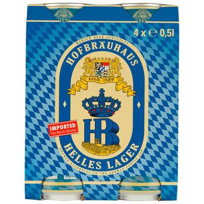 HOFBRAU Helles Lager 4 Pack 500ml