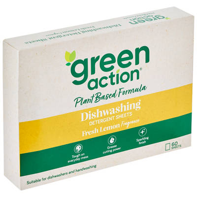 GREEN ACTION Diswashing Sheets Lemon 60 Pack