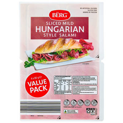 BERG Mild Hungarian Style Salami 4 Pack, 320g