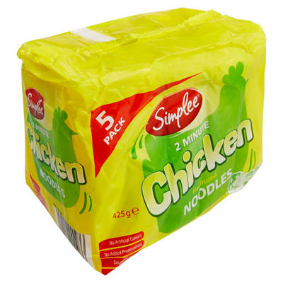 SIMPLEE Chicken Noodles 5 Pack 425g