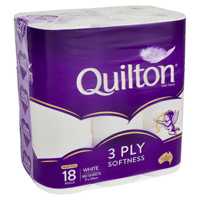 QUILTON 3 Ply White Toilet Tissue 18 Pack