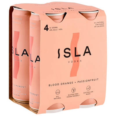 Isla Vodka Blood Orange & Passionfruit 4 Pack 330ml