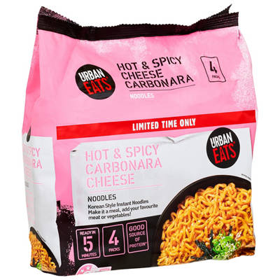 URBAN EATS Hot & Spicy Carbonara Cheese Noodles 4 Pack 520g