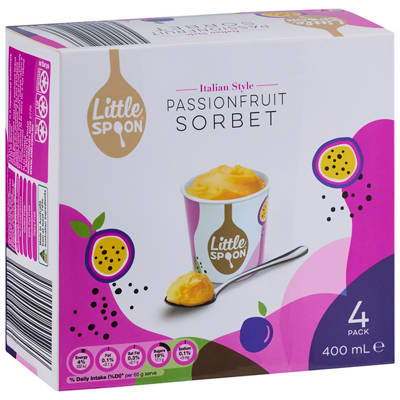 LITTLE SPOON Passionfruit Sorbet 4 Pack 400ml