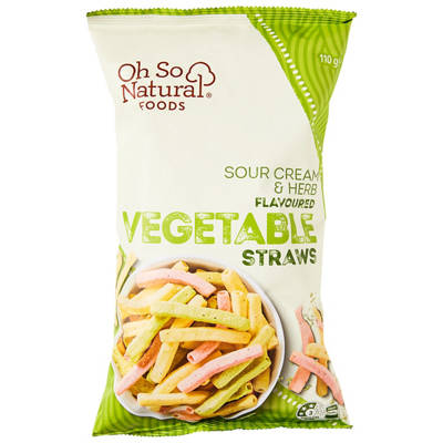 OH SO NATURAL FOODS Vegetable Straws Sour Cream & Herb Flavoured 110g