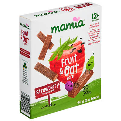 MAMIA Strawberry Fruit & Oat Bars 12+ Months 6 Pack 90g