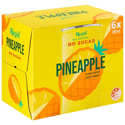 Pineapple Flavoured Soft Drink No Sugar 6 Pack 250ml