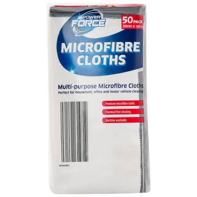 POWER FORCE Microfibre Cloths 50 Pack