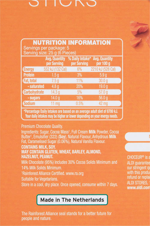 Nutrients 1, Fine Chocolate Sticks Caramel 125g
