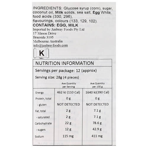 Ingredients 1, Sassy Taffy 340g