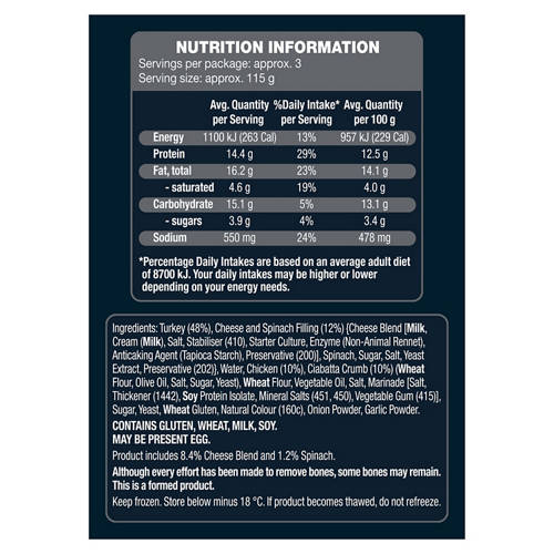 Nutrients 1, Mini Turkey Kyivs with Cheese and Spinach 350g
