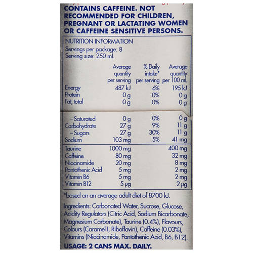 Nutrients 1, Energy Drink 8 Pack 250ml