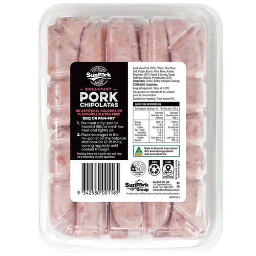 Front shot 2, Pork Chipolatas 1kg