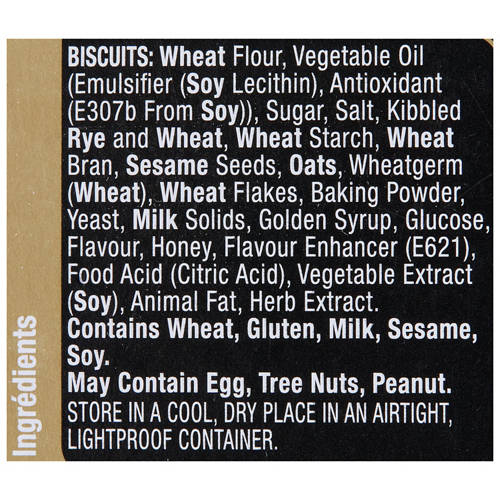 Ingredients 1, Cheeseboard Cracker Assortment 250g