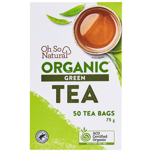 Front shot 2, Organic Green Tea Bags 50 Pack 75g