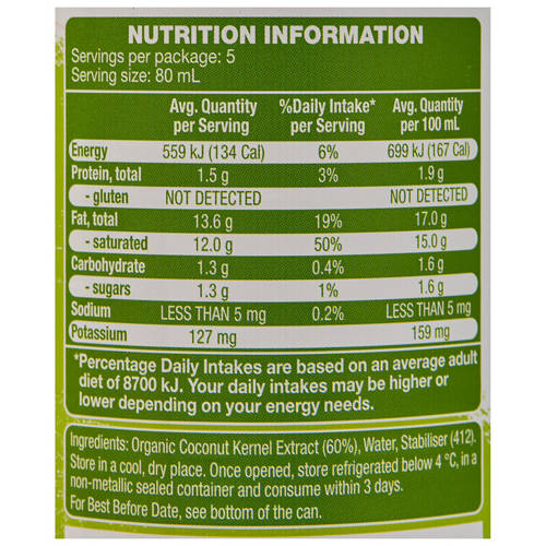 Nutrients 1, Organic Coconut Cream 400ml