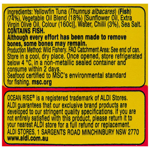 Ingredients 1, Yellowfin Tuna Chunks with Triple Chilli in Oil 95g