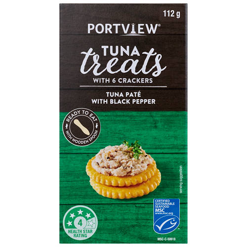 Front shot 2, Tuna Pate With Black Pepper Treats with Crackers 112g