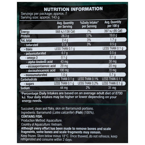 Nutrients 1, Barramundi Fillets 1kg