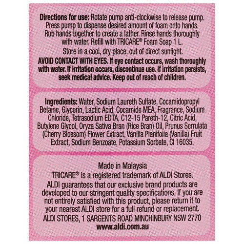 Ingredients 1, Antibacterial Foaming Hand Wash 250 mL