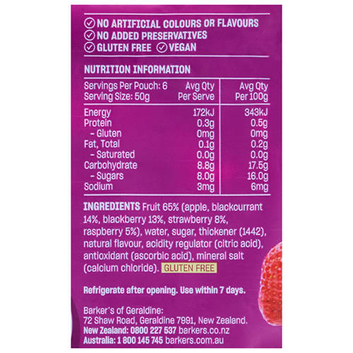 Nutrients 1, Mixed Berry Fruit Compote Pouches 300g