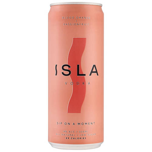 Front shot 3, Isla Vodka Blood Orange & Passionfruit 4 Pack 330ml