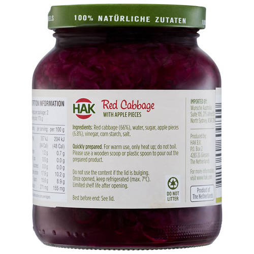 Front shot 2, Red Cabbage with Apples 355g