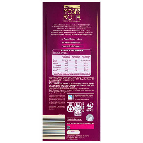 Front shot 2, Dark Cranberry Chocolate 5 Pack 125g