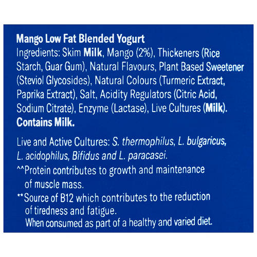 Ingredients 1, 20g Protein Mango 190g