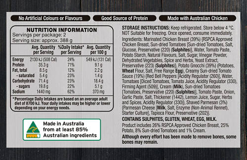 Nutrients 1, Creamy Tomato Chicken Gnocchi Meal Kit 775g