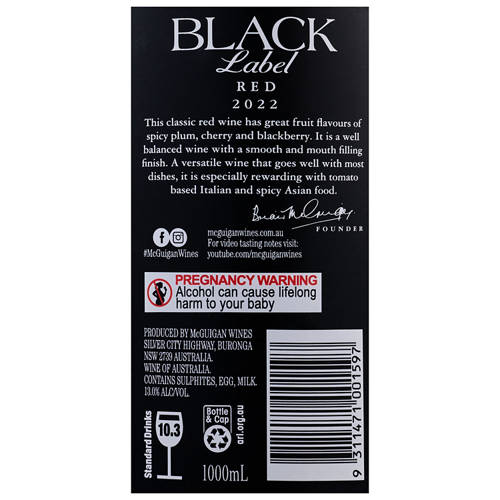 Front shot 3, Black Label Red 1L