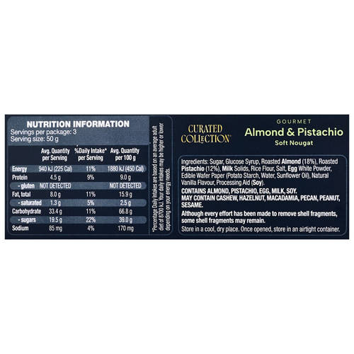 Nutrients 1, Gourmet Soft Nougat Almond & Pistachio 150g