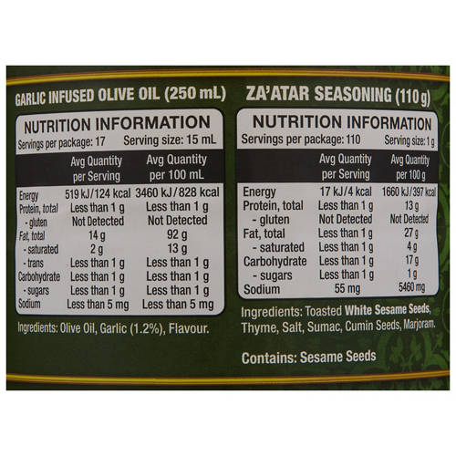 Nutrients 1, Infused Oil & Seasoning Combo Za'atar Zest 110g/250ml