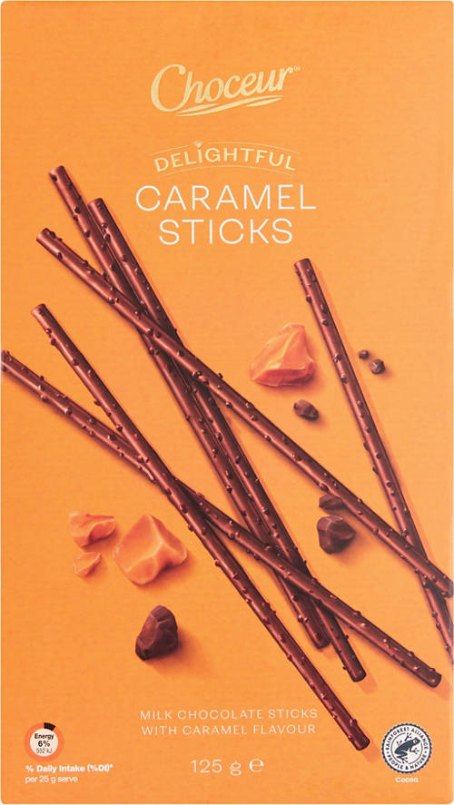 Front shot 2, Fine Chocolate Sticks Caramel 125g