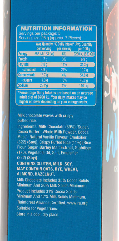 Nutrients 1, Milk Chocolate Waves 125g