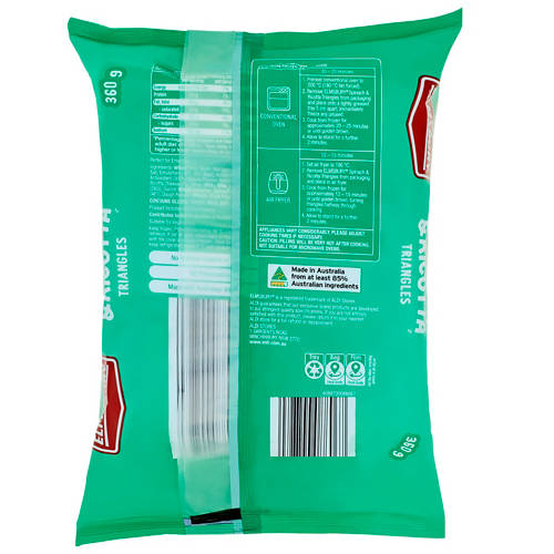 Front shot 2, Spinach & Ricotta Triangles 12 Pack 360g