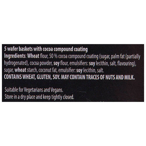 Ingredients 1, Chocolate Wafer Baskets 125g