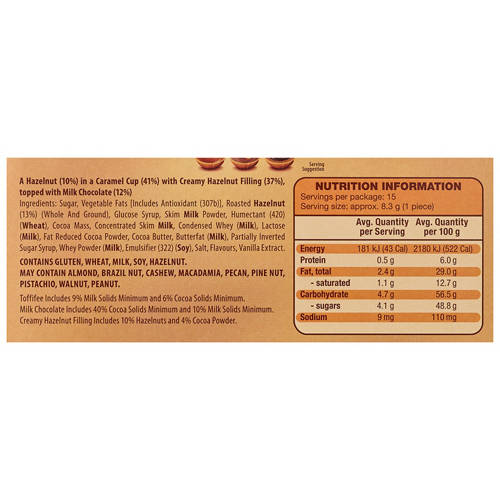 Ingredients 1, Toffifee 125 g