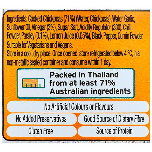 Ingredients 1, Snack'N'Go Chick Peas with Zesty Vinaigrette 70g
