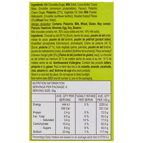 Nutrients 1, Dubai Style Chocolate Block 122g