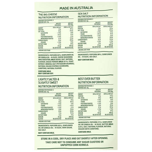 Nutrients 1, Natural Popcorn Variety 16 Pack 205g