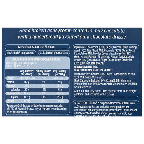 Nutrients 1, Gourmet Honeycomb Milk Chocolate Gingerbread 100g