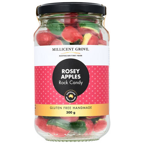 Front shot 2, Millicent Grove Rock Candy 300g Rosey Apples