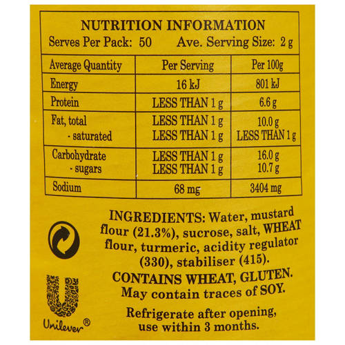 Nutrients 1, Mustard 100g