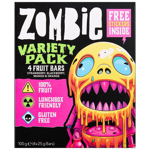 Front shot 2, Zombie Fruit Bars Variety 4 Pack 100g