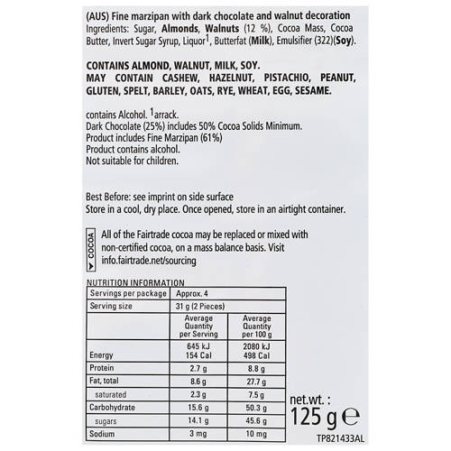 Nutrients 1, Fine Marzipan Dark Chocolate and Walnut Pralines 125g