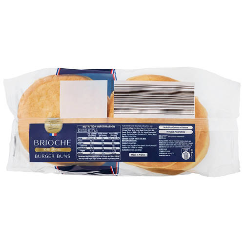 Front shot 2, Sliced Brioche Burger Buns 4 Pack 200g