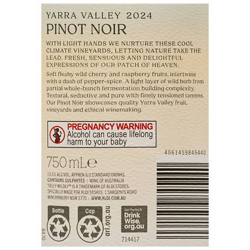 Ingredients 1, Truly Wildly Yarra Valley Pinot Noir