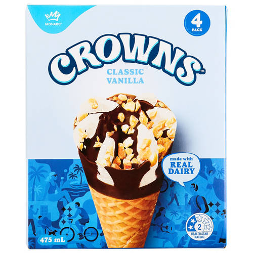 Front shot 2, Classic Vanilla Cones 4 Pack 475ml